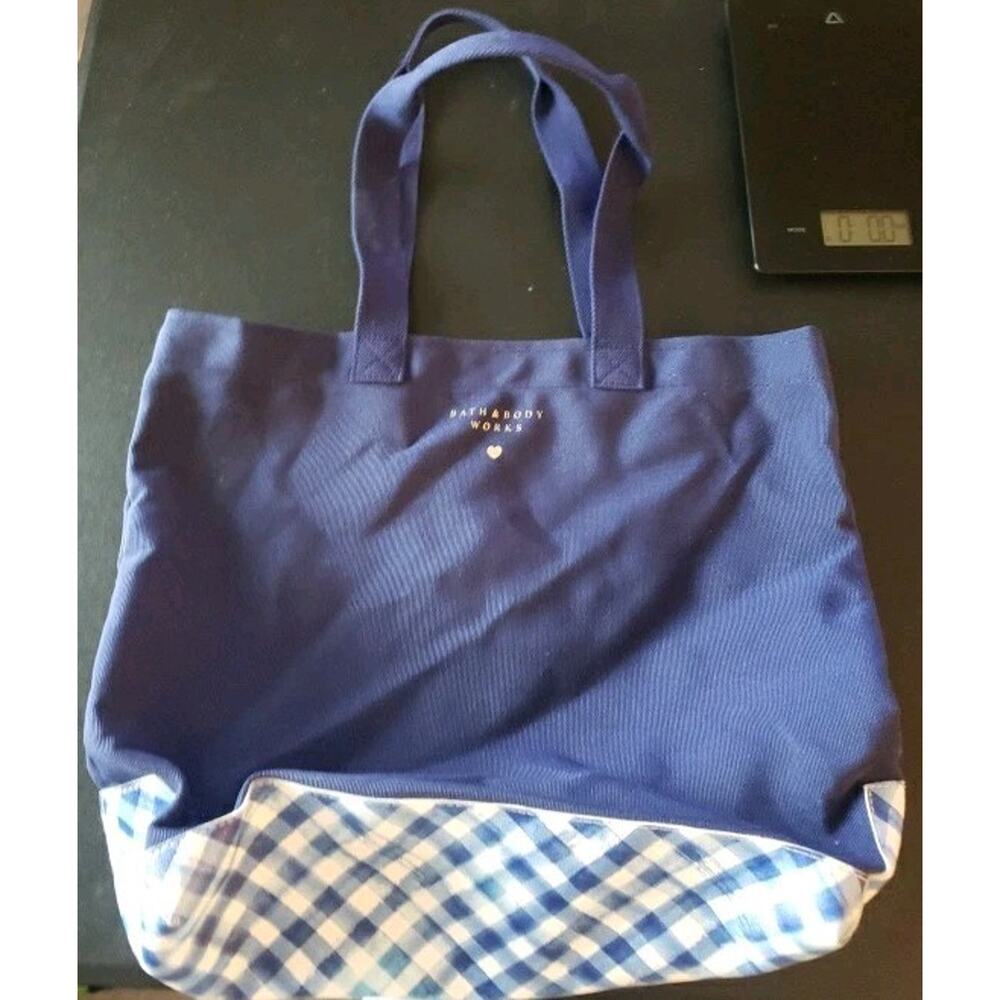 Bath & Body Works Mother's Day 2023 VIP Gingham TOTE BAG ONLY Spring Navy Blue